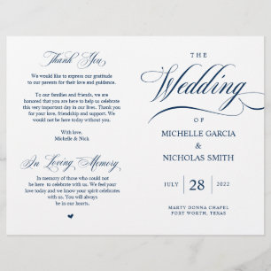 Elegantes klassisches Hochzeitsprogramm für Navy B