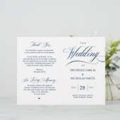 Elegantes klassisches Hochzeitsprogramm für Navy B (Stehend Vorderseite)