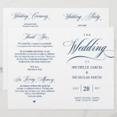 Elegantes klassisches Hochzeitsprogramm für Navy B (Vorne/Hinten)