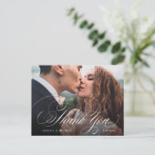 Elegantes klassisches Kalligrafie-Foto danke postc Postkarte (Stehend Vorderseite)