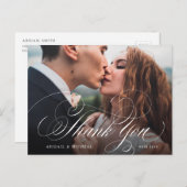 Elegantes klassisches Kalligrafie-Foto danke postc Postkarte (Vorne/Hinten)