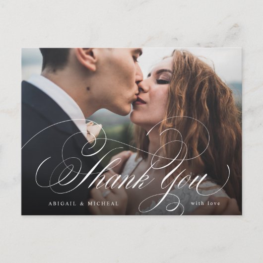 Elegantes klassisches Kalligrafie-Foto danke postc Postkarte (Vorderseite)