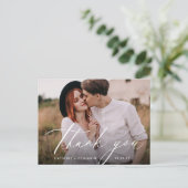 Elegantes klassisches Kalligrafie-Foto danke postc Postkarte (Stehend Vorderseite)