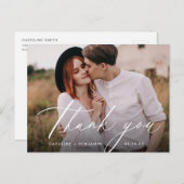 Elegantes klassisches Kalligrafie-Foto danke postc Postkarte (Vorne/Hinten)