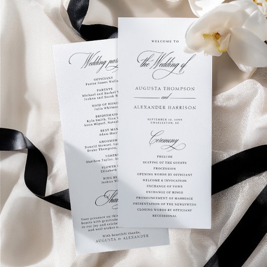 Elegantes klassisches Kalligrafie-Hochzeitsprogram