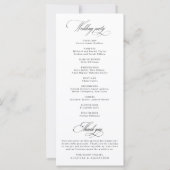 Elegantes klassisches Kalligrafie-Hochzeitsprogram (Rückseite)