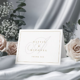 Elegantes klassisches Kalligrafie-Monogramm Hochze Dankeskarte