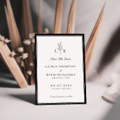 Elegantes klassisches Leaf Monogramm Save the Date Einladung