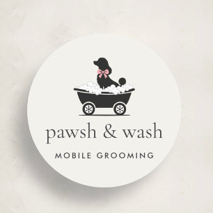 Elegantes klassisches Logo für mobilen Hundefriseu Runder Aufkleber
