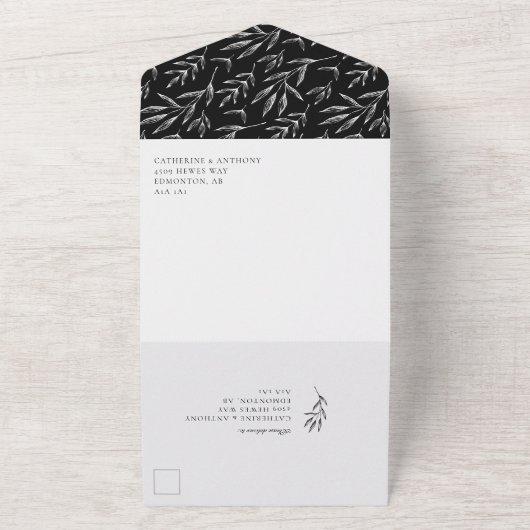 Elegantes klassisches Minimalistisches botanisches All In One Einladung (Außenbereich)