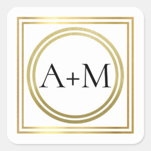 elegantes klassisches modernes Hochzeitsmonogramm Quadratischer Aufkleber