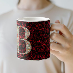 Elegantes, klassisches Monogramm B in Rot mit Phra Kaffeetasse