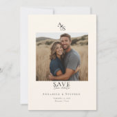 Elegantes, klassisches, Monogramm, Beige, 1. Foto Save The Date (Vorderseite)