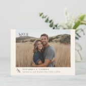 Elegantes, klassisches, Monogramm, Beige, 1. Foto  Save The Date (Stehend Vorderseite)