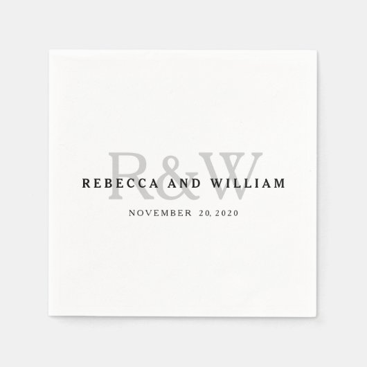 Elegantes klassisches Monogramm-Hochzeitspapier Na Serviette (Vorderseite)
