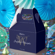 Elegantes klassisches Monogramm & Names Navy Blue 