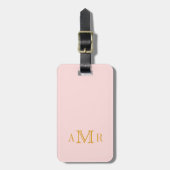 Elegantes klassisches Monogramm Pink Personalisier Gepäckanhänger (Vorderseite vertikal)