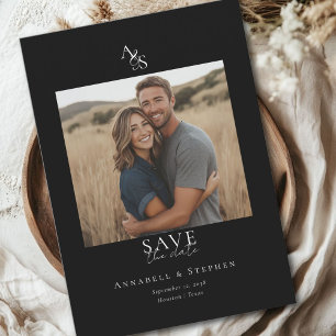 Elegantes, klassisches, Monogramm, Schwarz, Hochze Save The Date
