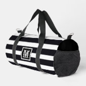 Elegantes klassisches Monogramm. Streifen schwarz Duffle Bag (Rechte Ecke)