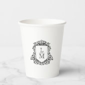 Elegantes klassisches Monogramm Wappen Custom Wedd Pappbecher (Vorderseite)
