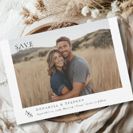 Elegantes, klassisches, Monogramm, Weiß, 1. Foto H Save The Date