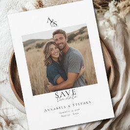 Elegantes, klassisches, Monogramm, Weiß, 1. Foto H Save The Date