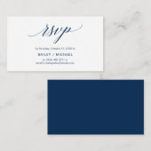 Elegantes klassisches, Navy Blue Script, Party UAW Begleitkarte (Vorne/Hinten)