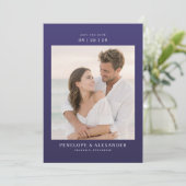 Elegantes klassisches Navy-Foto Save The Date (Stehend Vorderseite)