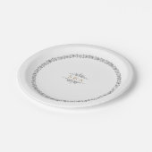 Elegantes klassisches Oldtimer-Hochzeitsmonogramm Pappteller (Schrägansicht)
