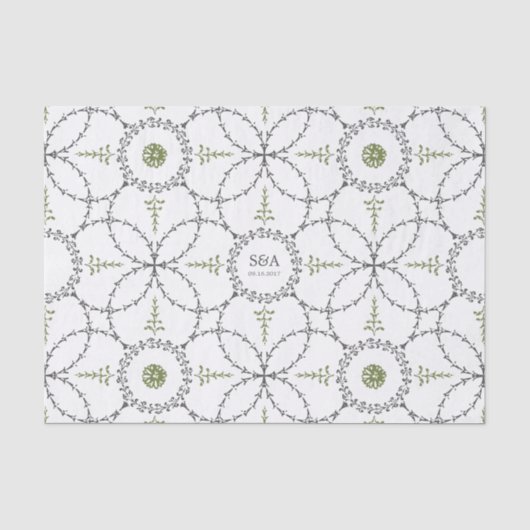 Elegantes klassisches Oldtimer-Hochzeitsmonogramm Seidenpapier (Vorderseite)