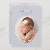 Elegantes klassisches Oval Foto Geburtsankündigung Einladung (Vorne/Hinten)