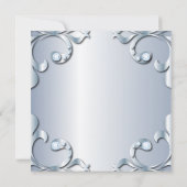 Elegantes klassisches Platin mit Edelsteinen Hochz Einladung (Rückseite)