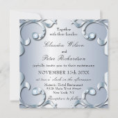 Elegantes klassisches Platin mit Edelsteinen Hochz Einladung (Vorderseite)