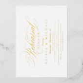 Elegantes klassisches Probe-Dinner Folieneinladung (Vorderseite)