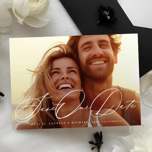 Elegantes klassisches romantisches Foto Hochzeit Save The Date