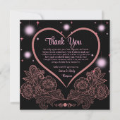 Elegantes klassisches Rosa und schwarzes Hochzeits Dankeskarte (Vorderseite)