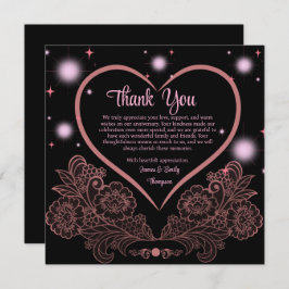 Elegantes klassisches Rosa und schwarzes Hochzeits Dankeskarte