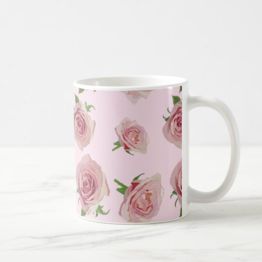 Elegantes klassisches Rosenmuster Blume Kaffeetasse (Rechts)