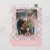 Elegantes klassisches rustikales Kariertes Muster Feiertagspostkarte (Vorne/Hinten)