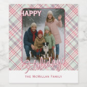 Elegantes klassisches rustikales Kariertes Muster Weinetikett (Einzelnes Label)