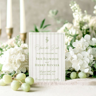Elegantes klassisches Sage Green & Beige Save The Date