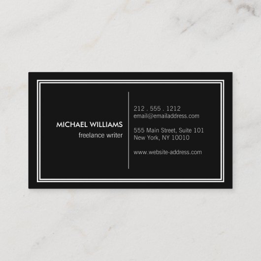 Elegantes klassisches Schwarz Visitenkarte (Rückseite)