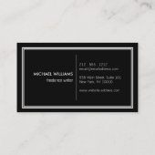 Elegantes klassisches Schwarz Visitenkarte (Rückseite)