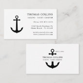 Elegantes klassisches Schwarz-weißes Ankerlogo Visitenkarte (Vorne/Hinten)