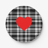 Elegantes klassisches Schwarz-weißes kariertes Her Pappteller (Vorderseite)