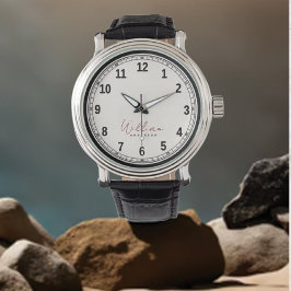 Elegantes klassisches Schwarz-weißes Mit Monogramm Armbanduhr