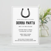 Elegantes Klassisches Schwarz-weißes Pferderennen  Einladung (Stehend Vorderseite)