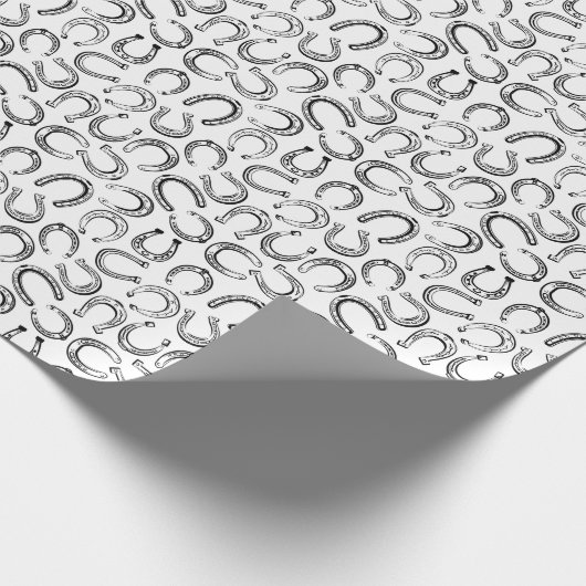 Elegantes Klassisches Schwarz-weißes Pferderennen Geschenkpapier (Ecke)