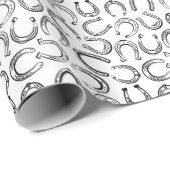 Elegantes Klassisches Schwarz-weißes Pferderennen Geschenkpapier (Rolleneckpunkt)