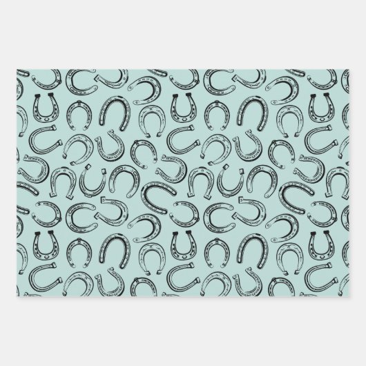 Elegantes Klassisches Schwarz-weißes Pferderennen  Geschenkpapier Set (Vorderseite 3)